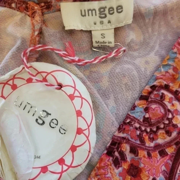 NWT Umgee Multicolored Paisley Print Long Balloon Puff Sleeve V-Neck Blouse(S) - Picture 12 of 13